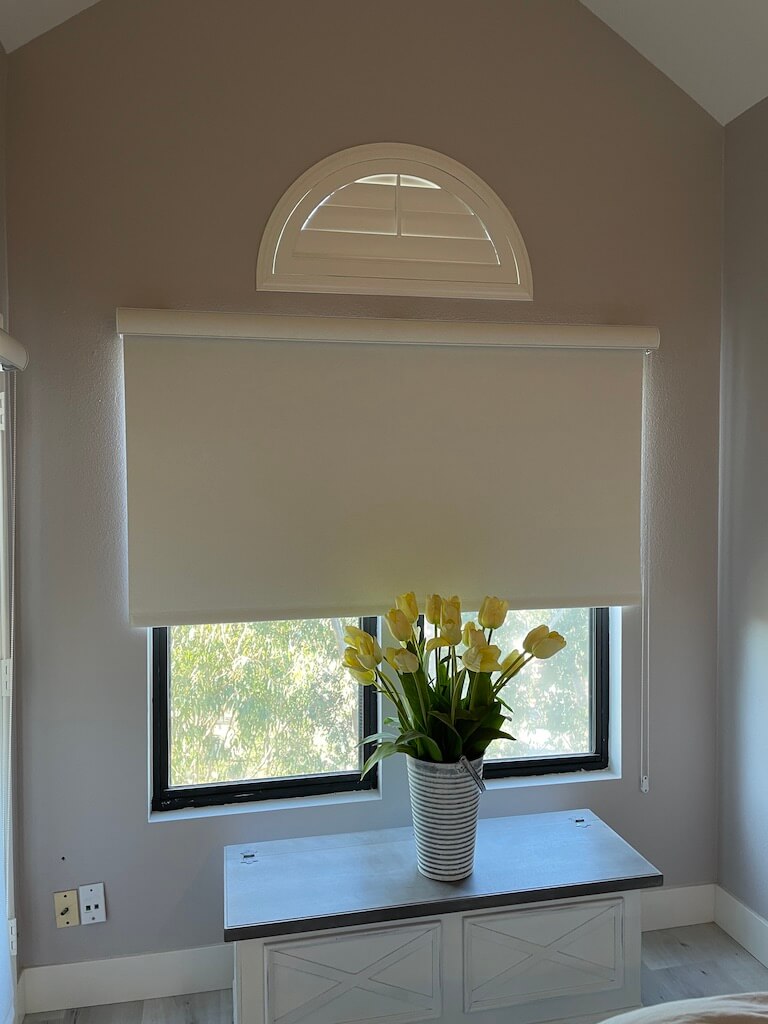 S-San Diego Alta Arch Shutter and Blackout Roller Shade Ranger Blackout Chiffon